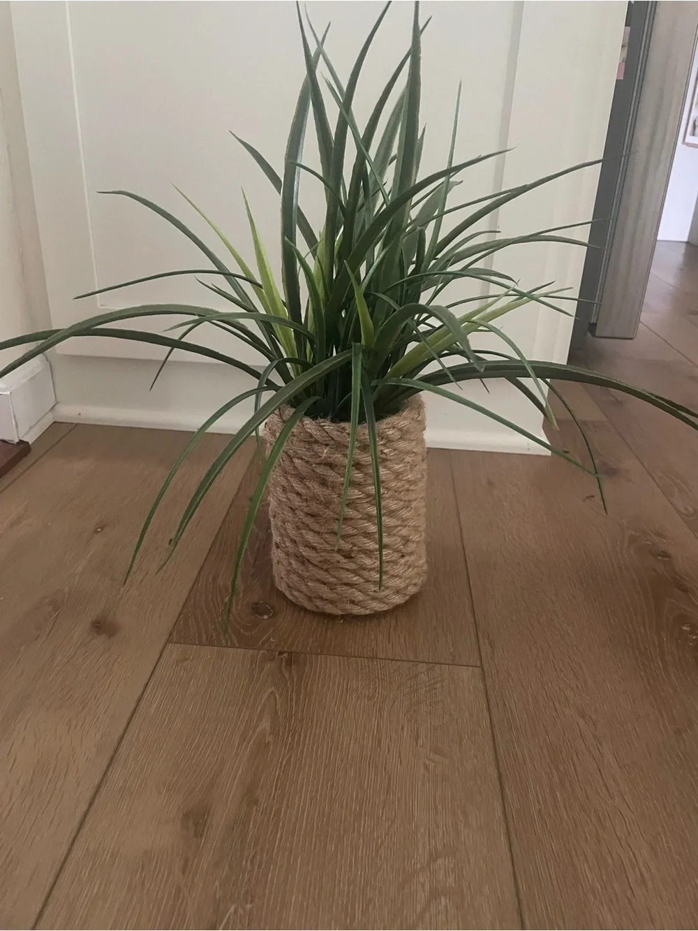 Natural Jute Rope Planter with Green Artificial Grass